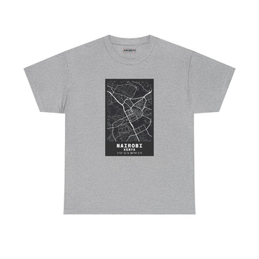 Nairobi City Map Tee — Minimalist Black & White Urban Map T-Shirt