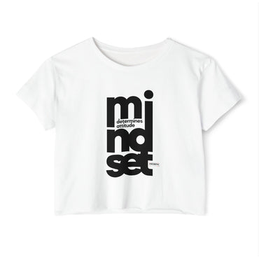 Mindset Crop Top — Vertical Bold Typography Women's Festival Tee