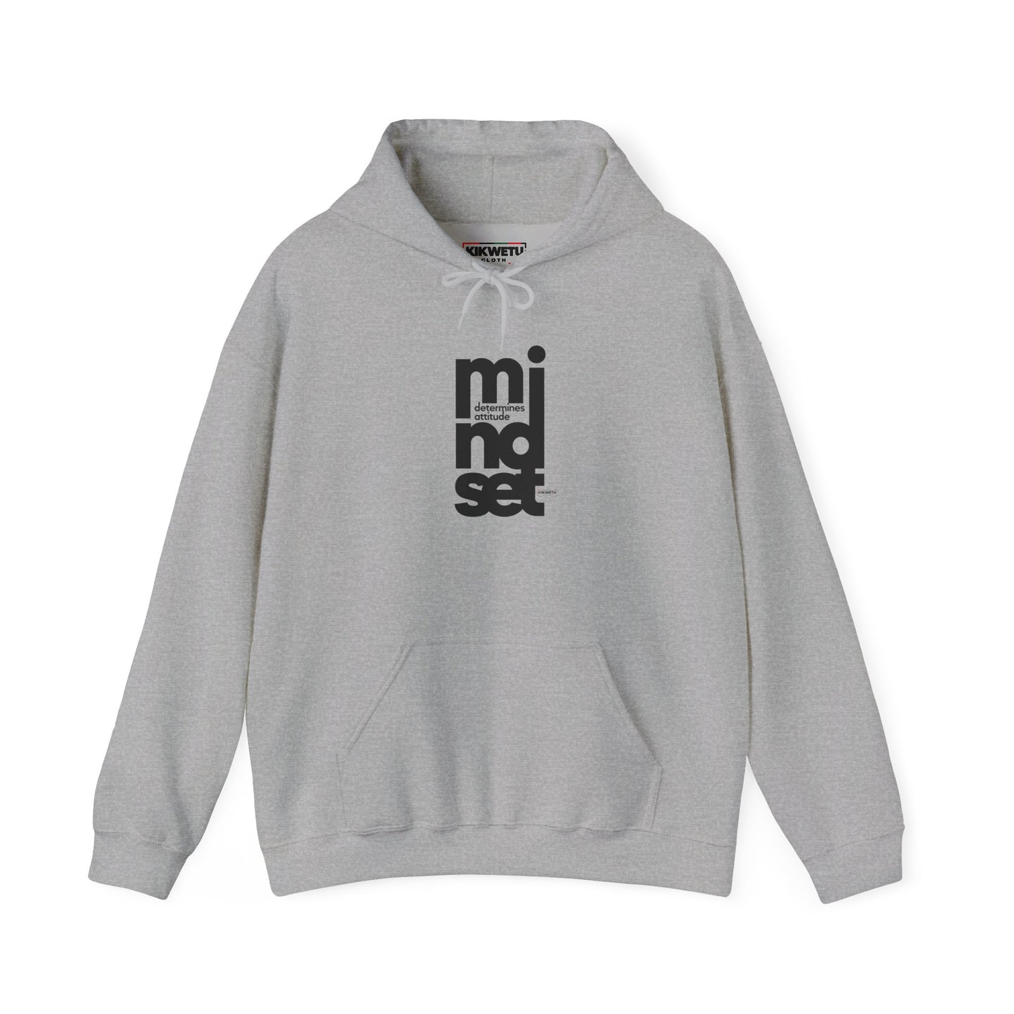 Mindset Vertical Logo Hoodie — Minimal Motivational Hooded Sweatshirt