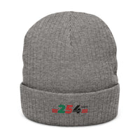 Embroidered '254' Ribbed Knit Beanie — Kenyan Flag Colors Winter Hat