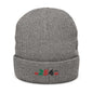 Embroidered '254' Ribbed Knit Beanie — Kenyan Flag Colors Winter Hat