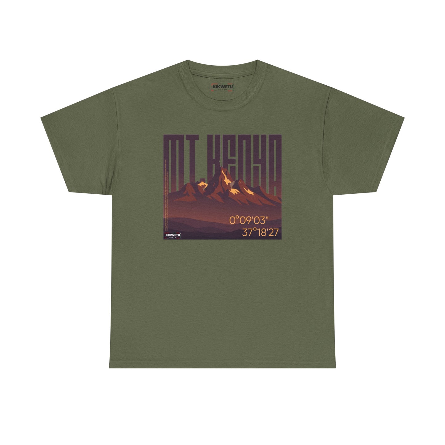 Mountain Graphic Tee – Retro Sunset "Mt Kenya" Coordinates Print