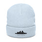 Embroidered City Skyline Ribbed Beanie – Minimal Urban Knit Hat
