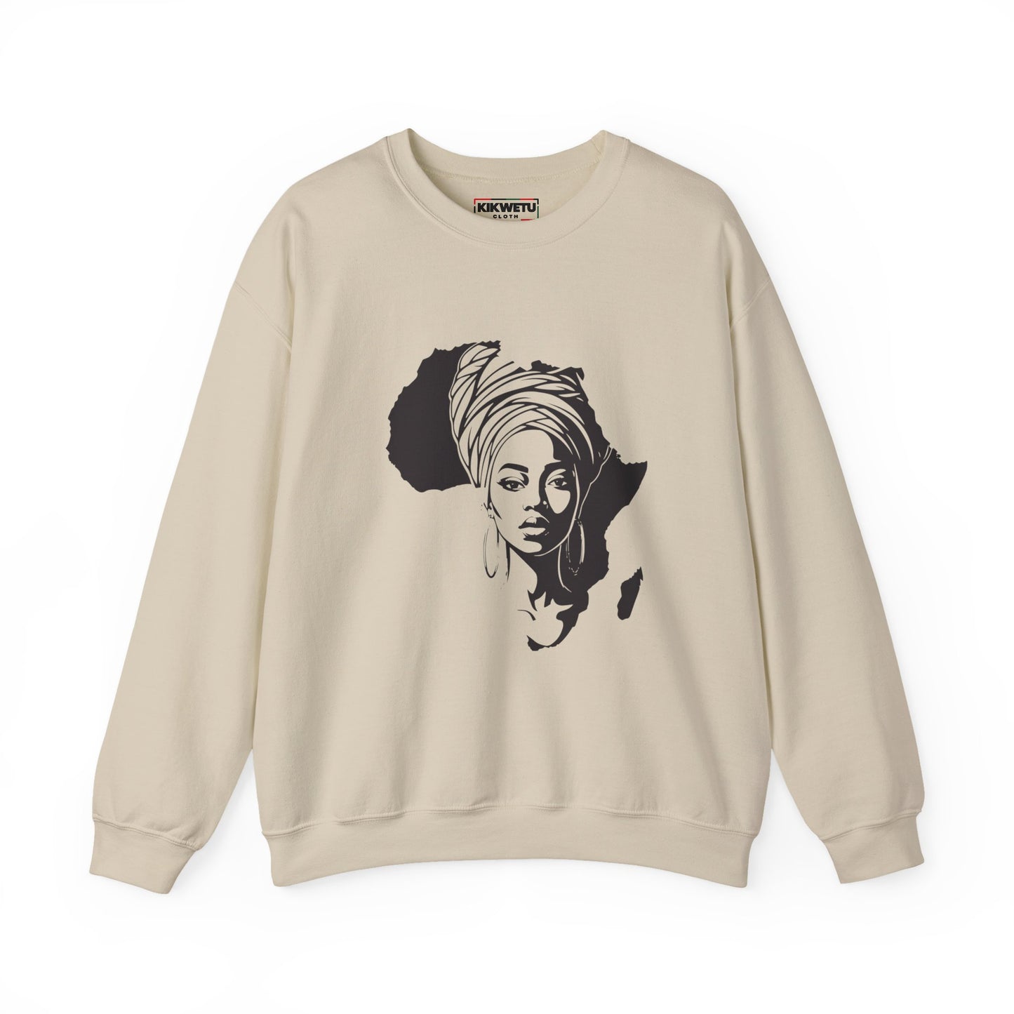 African Queen Crewneck Sweatshirt — Afrocentric Africa Silhouette Design