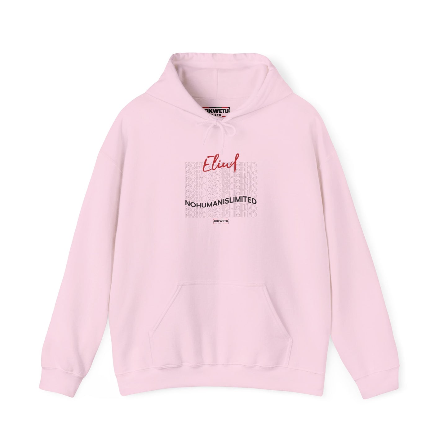 Eliud 'NO HUMAN IS LIMITED' Script Hoodie — Minimal White Pullover