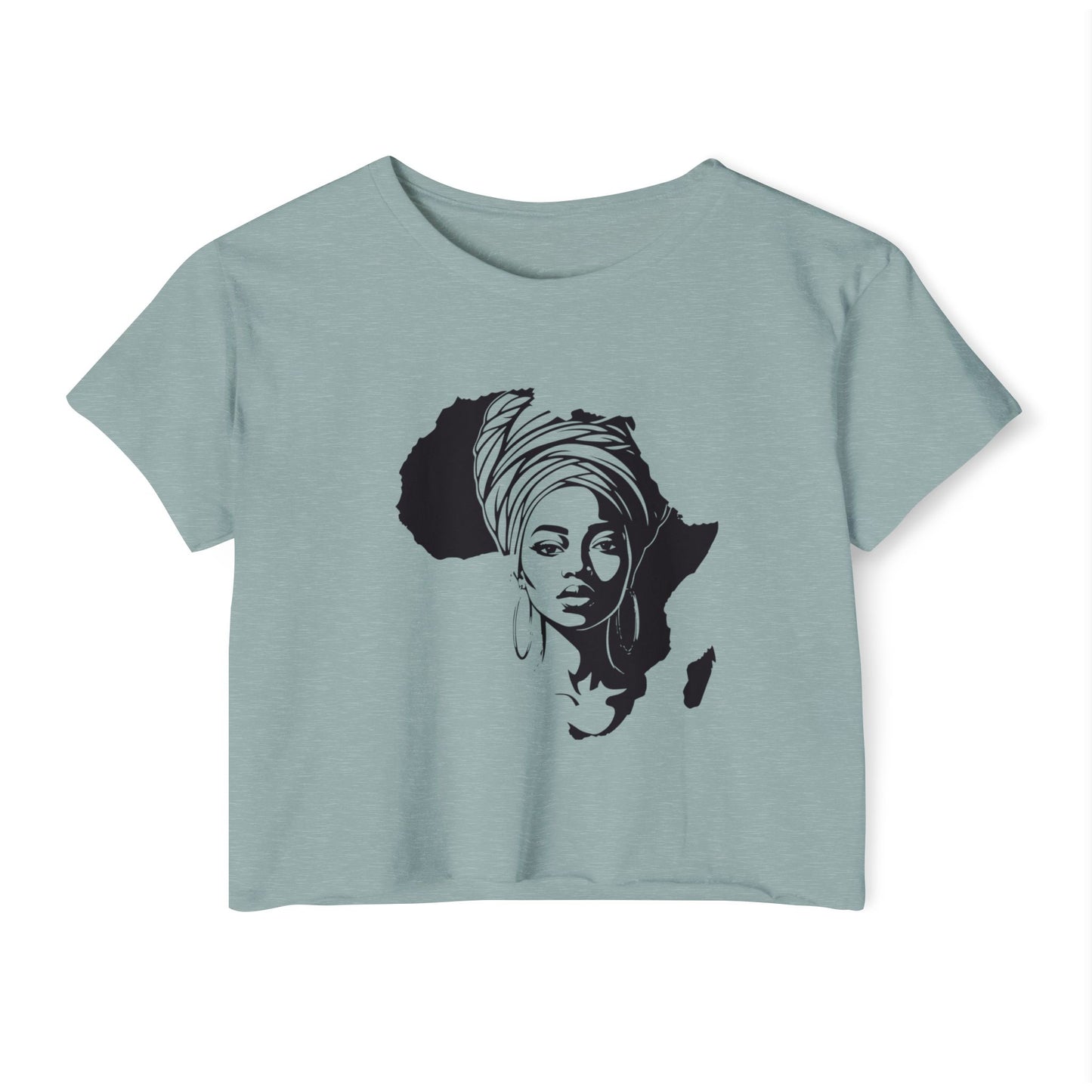 Africa Silhouette Crop Top — Afrocentric Headwrap Festival Shirt