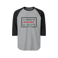 Nairobi Coordinates Raglan Shirt — 1.2921S 36.8219E City Coordinates Baseball Tee
