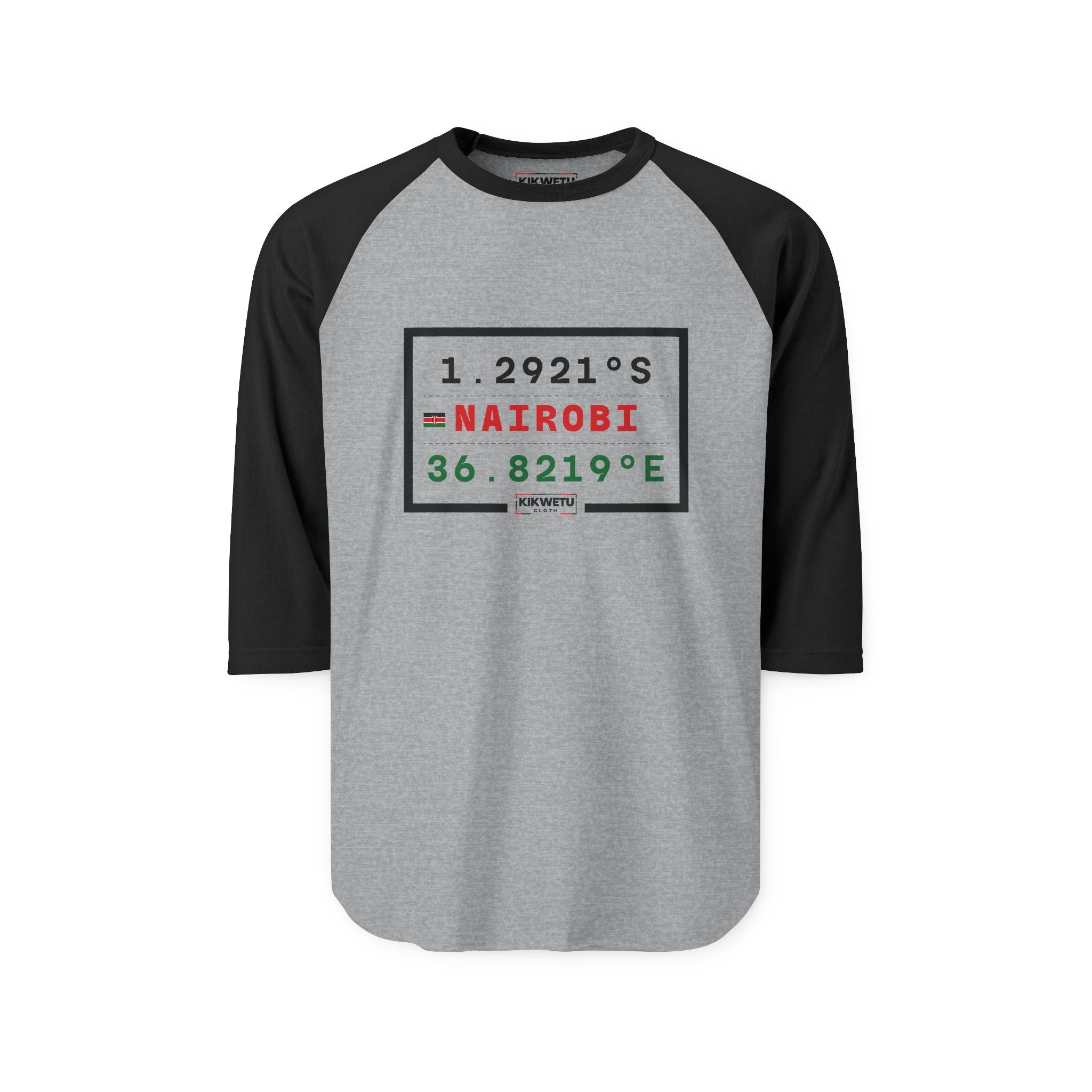 Nairobi Coordinates Raglan Shirt — 1.2921S 36.8219E City Coordinates Baseball Tee