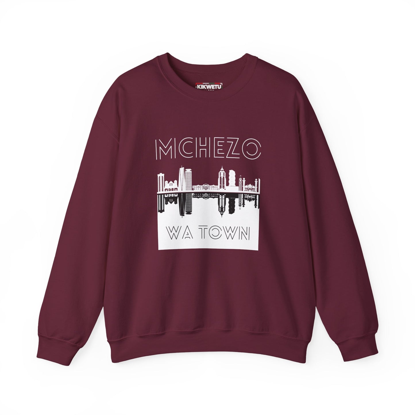 Mchezo Wa Town Skyline Crewneck Sweatshirt — Urban Swahili Cityscape Pullover