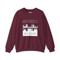 Mchezo Wa Town Skyline Crewneck Sweatshirt — Urban Swahili Cityscape Pullover