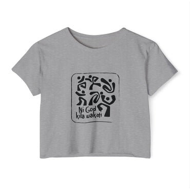 Festival Crop Top — Black Tribal Graphic "Ni God kila wakati"