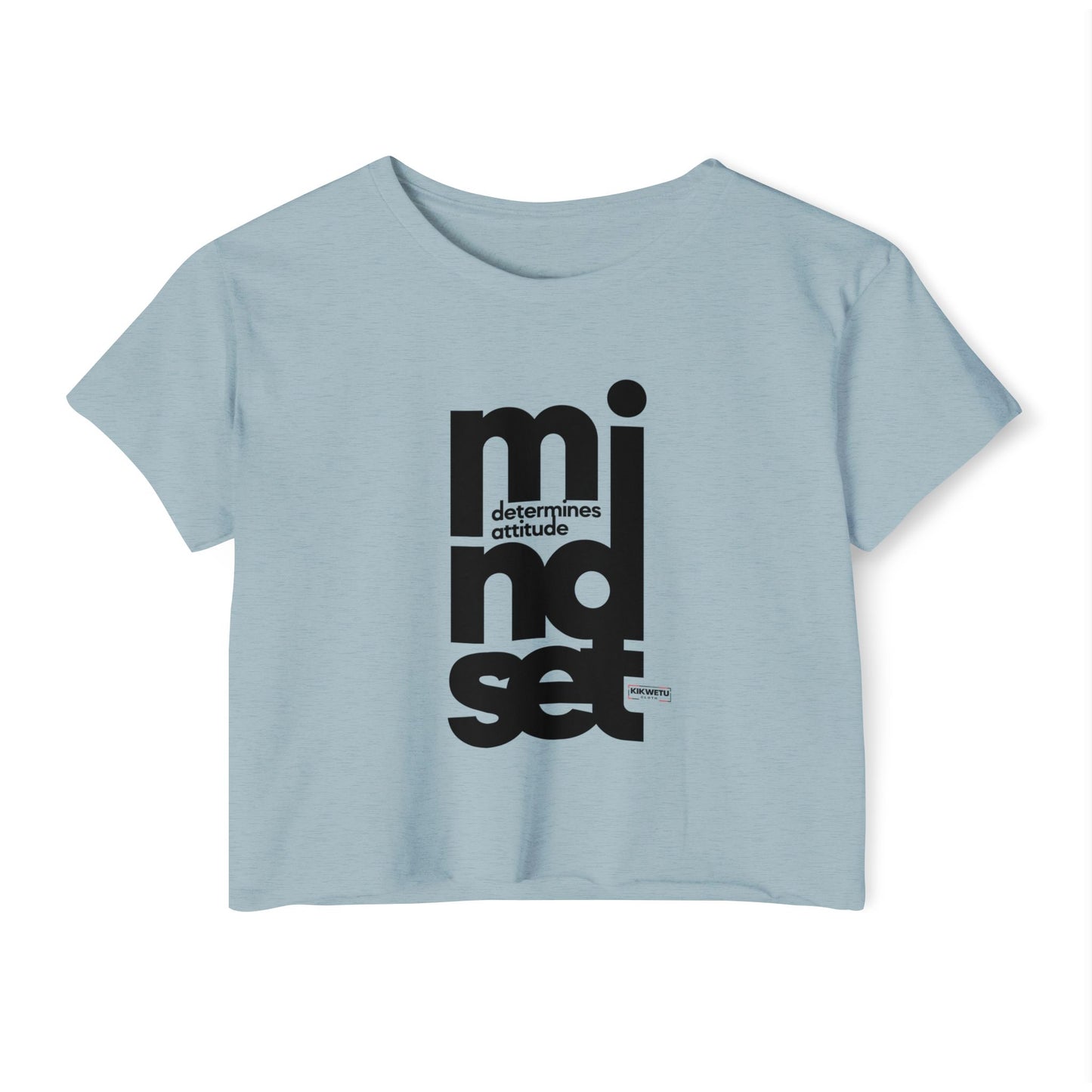 Mindset Crop Top — Vertical Bold Typography Women's Festival Tee