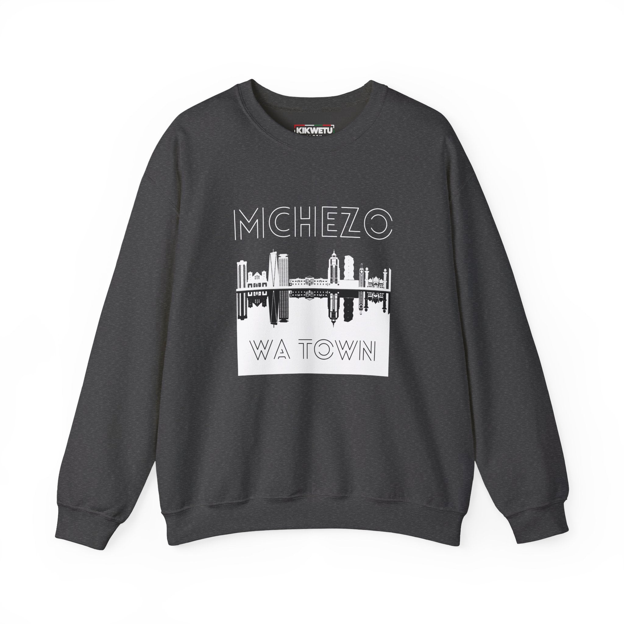 Mchezo Wa Town Skyline Crewneck Sweatshirt — Urban Swahili Cityscape Pullover