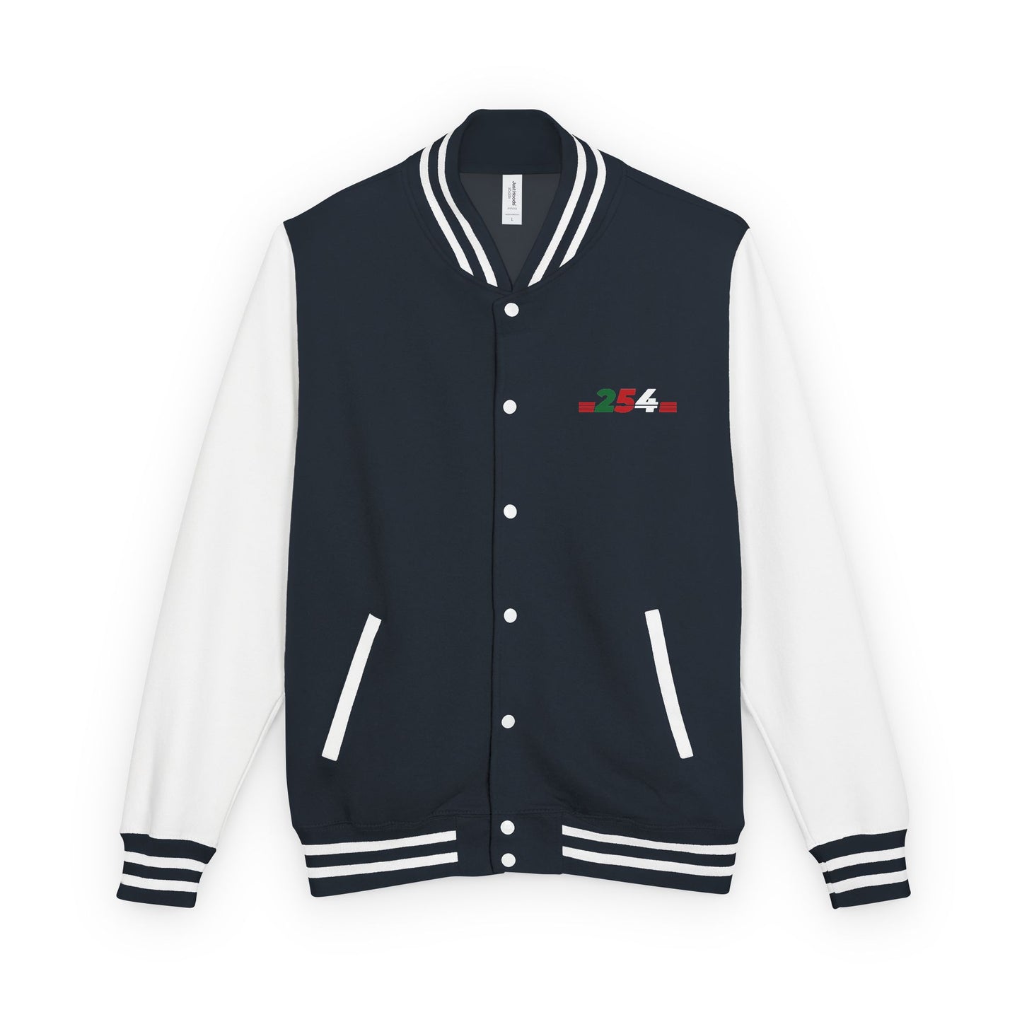 Letterman Jacket with Retro Red-Green Logo — Classic Varsity Style