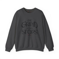 Motivational Crewneck Sweatshirt — "The Grind Never Stops" Inspirational Graphic