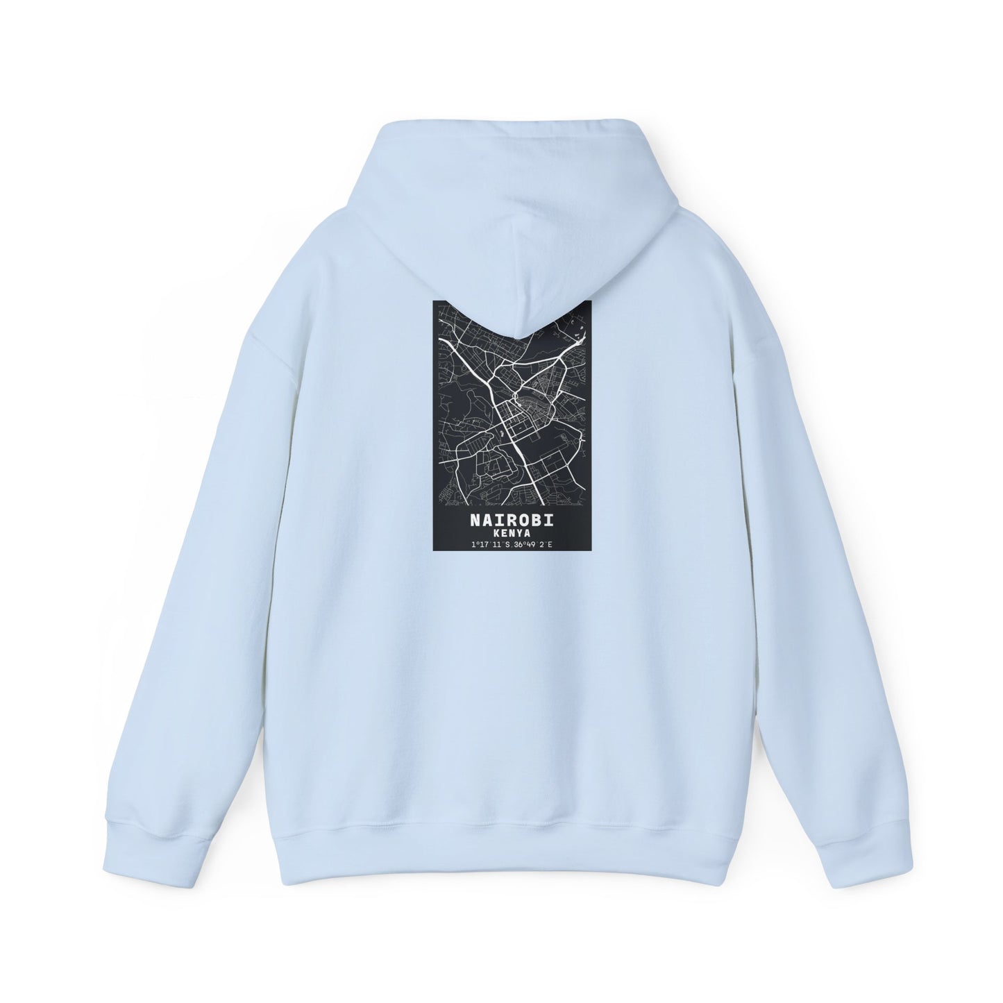 Nairobi City Map Hoodie — Minimal Black Street Map Sweatshirt