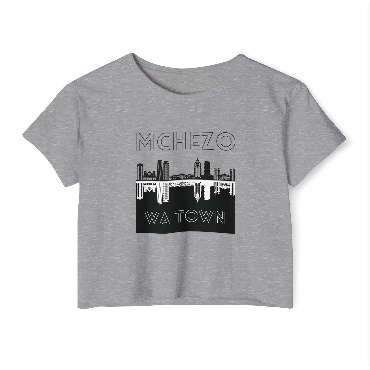 Mchezo Wa Town Crop Top — Black Skyline Festival Tee