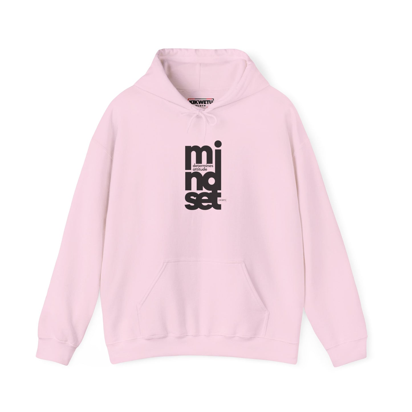 Mindset Vertical Logo Hoodie — Minimal Motivational Hooded Sweatshirt