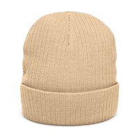 Embroidered City Skyline Ribbed Beanie – Minimal Urban Knit Hat