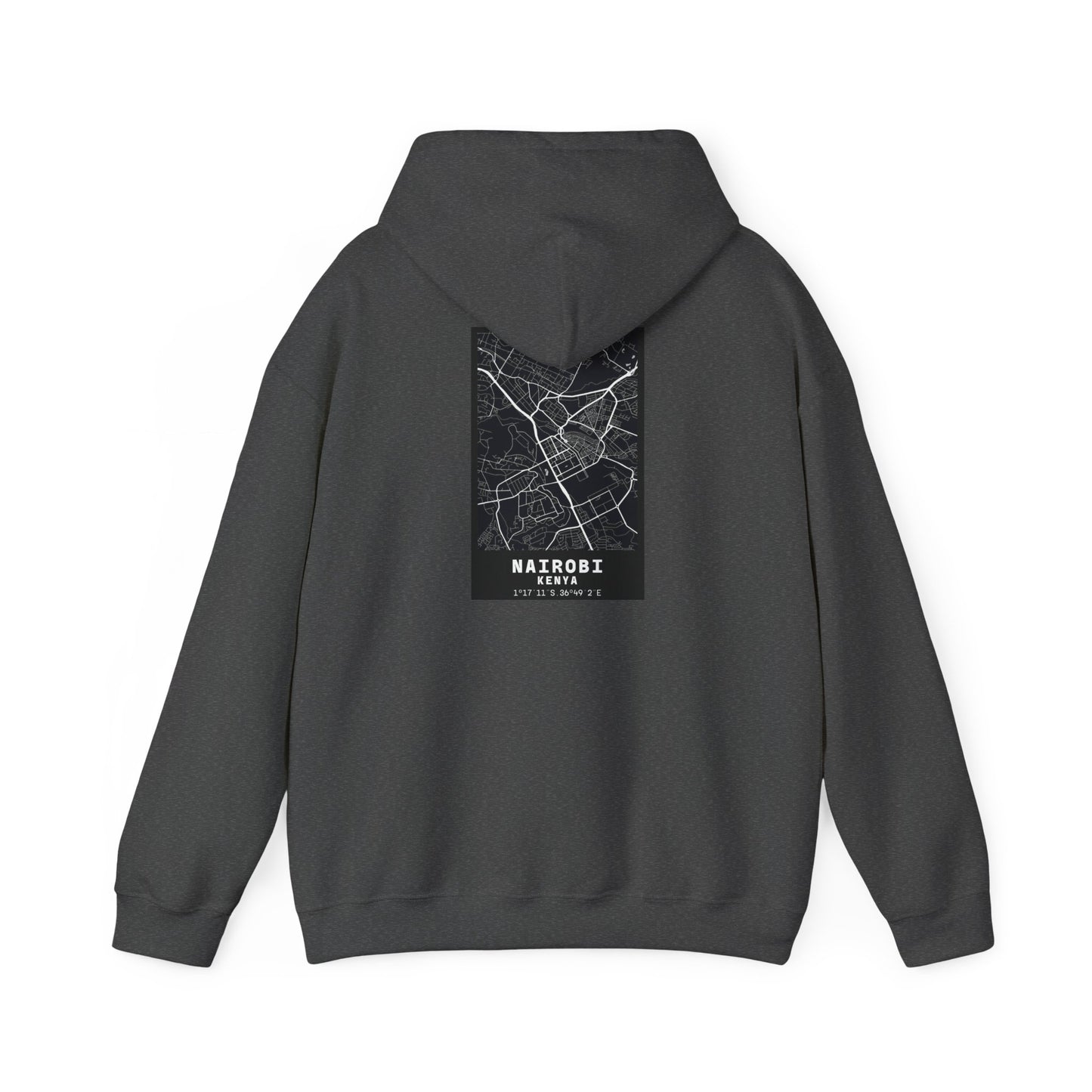 Nairobi City Map Hoodie — Minimal Black Street Map Sweatshirt