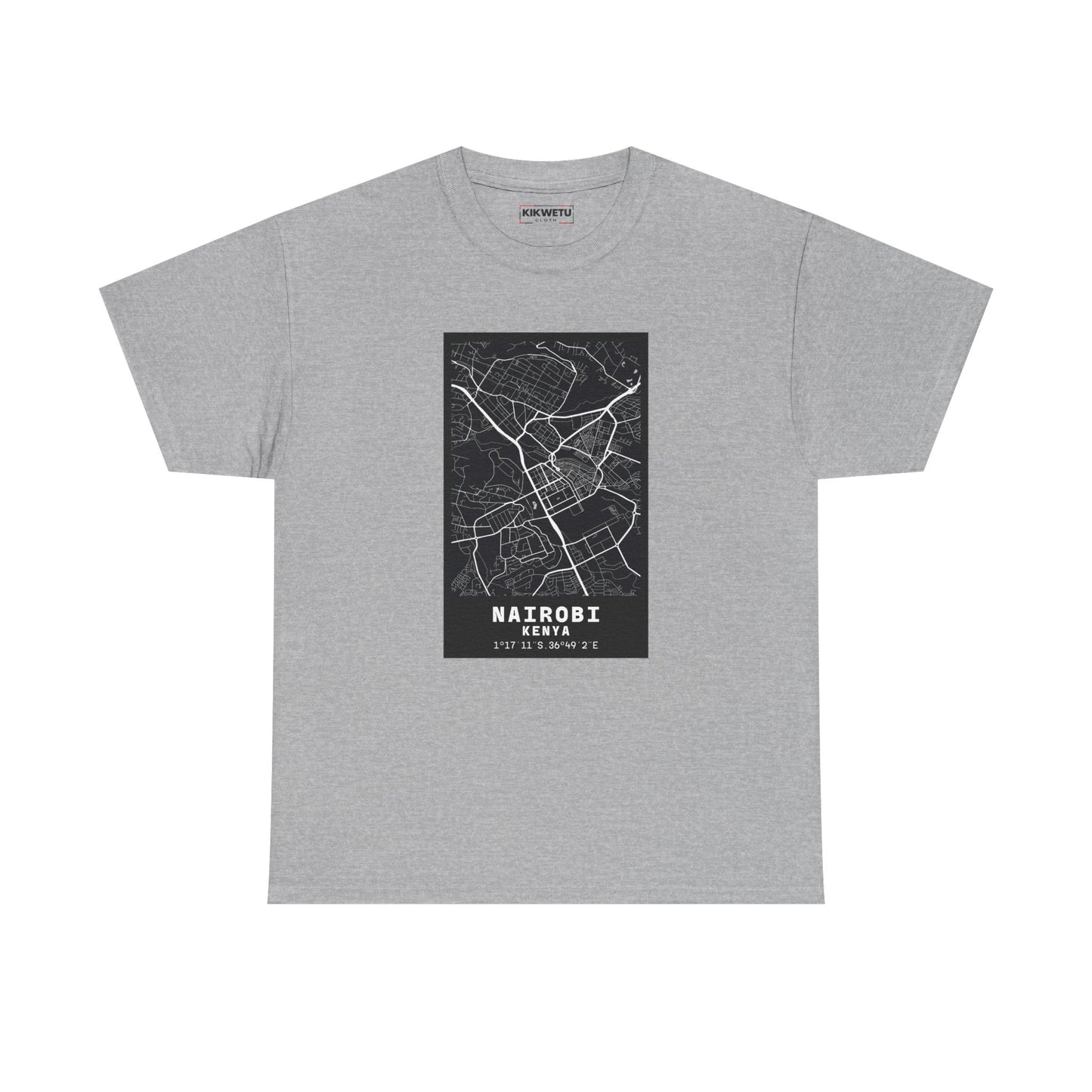 Nairobi City Map Tee — Minimalist Black & White Urban Map T-Shirt