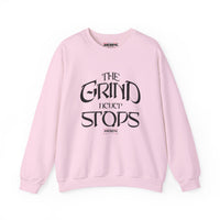 Motivational Crewneck Sweatshirt — "The Grind Never Stops" Inspirational Graphic