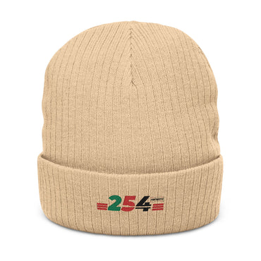 Embroidered '254' Ribbed Knit Beanie — Kenyan Flag Colors Winter Hat