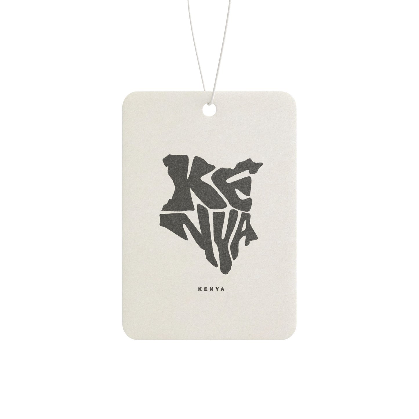 Kenya Map Car Air Freshener — Minimal Black Typography Scented Ornament