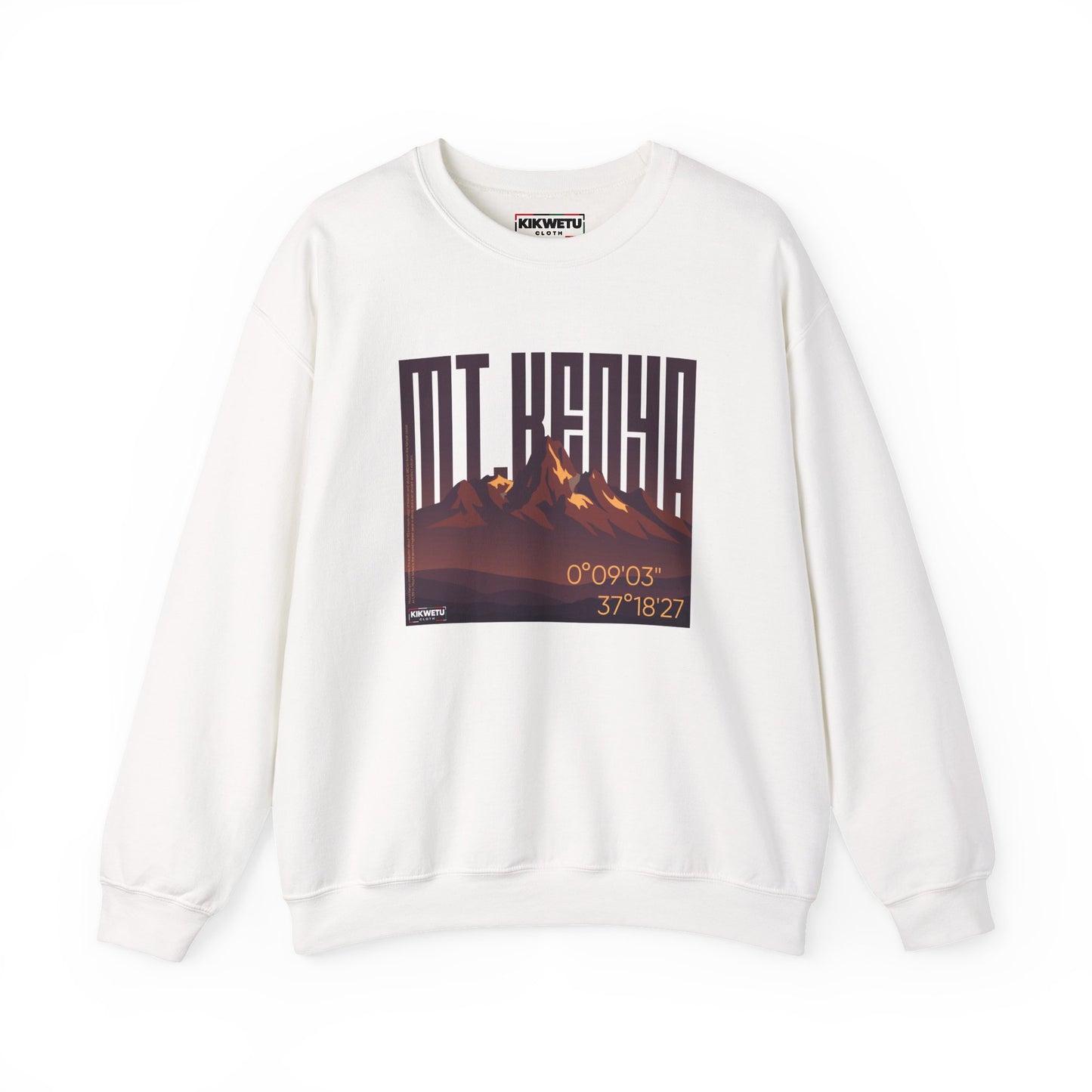 Mt. Kenya Crewneck Sweatshirt — Retro Mountain Graphic with Coordinates