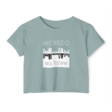 Festival Crop Top — "Mchezo Wa Town" Skyline Graphic Women's Crop Tee
