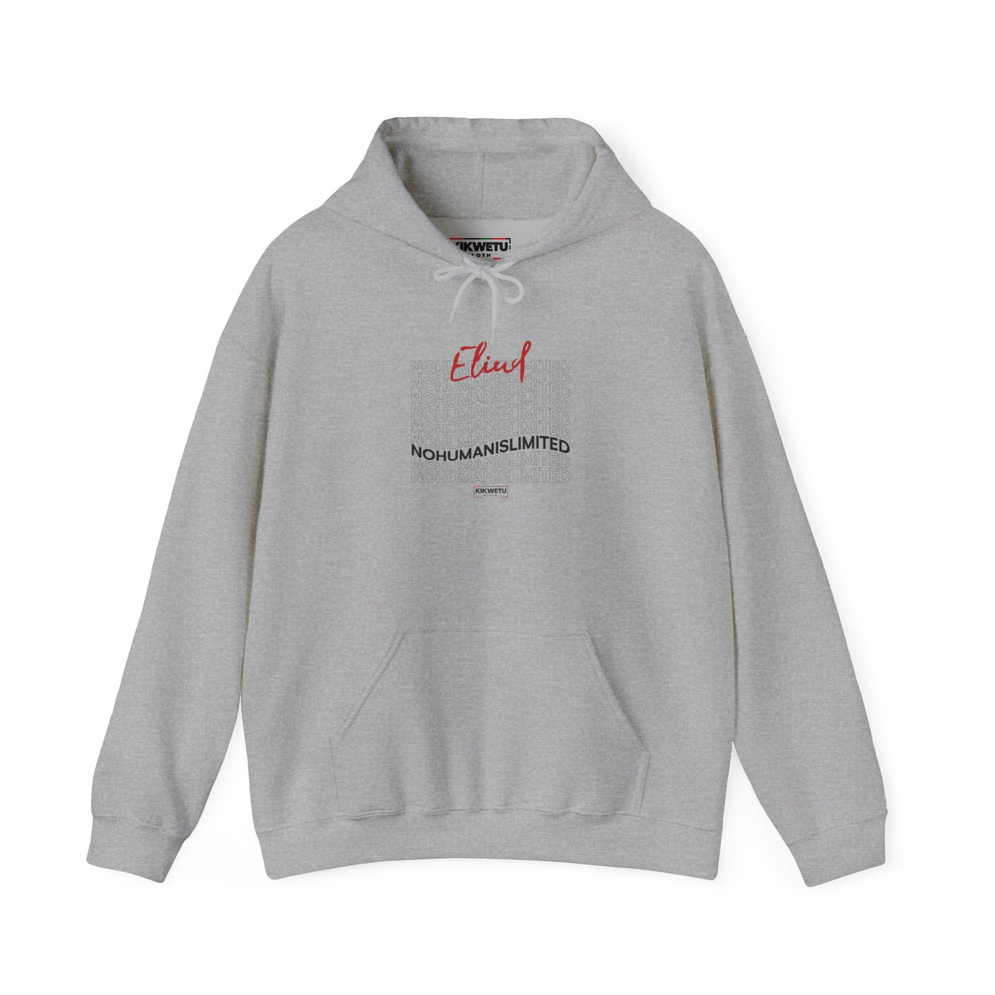 Eliud 'NO HUMAN IS LIMITED' Script Hoodie — Minimal White Pullover