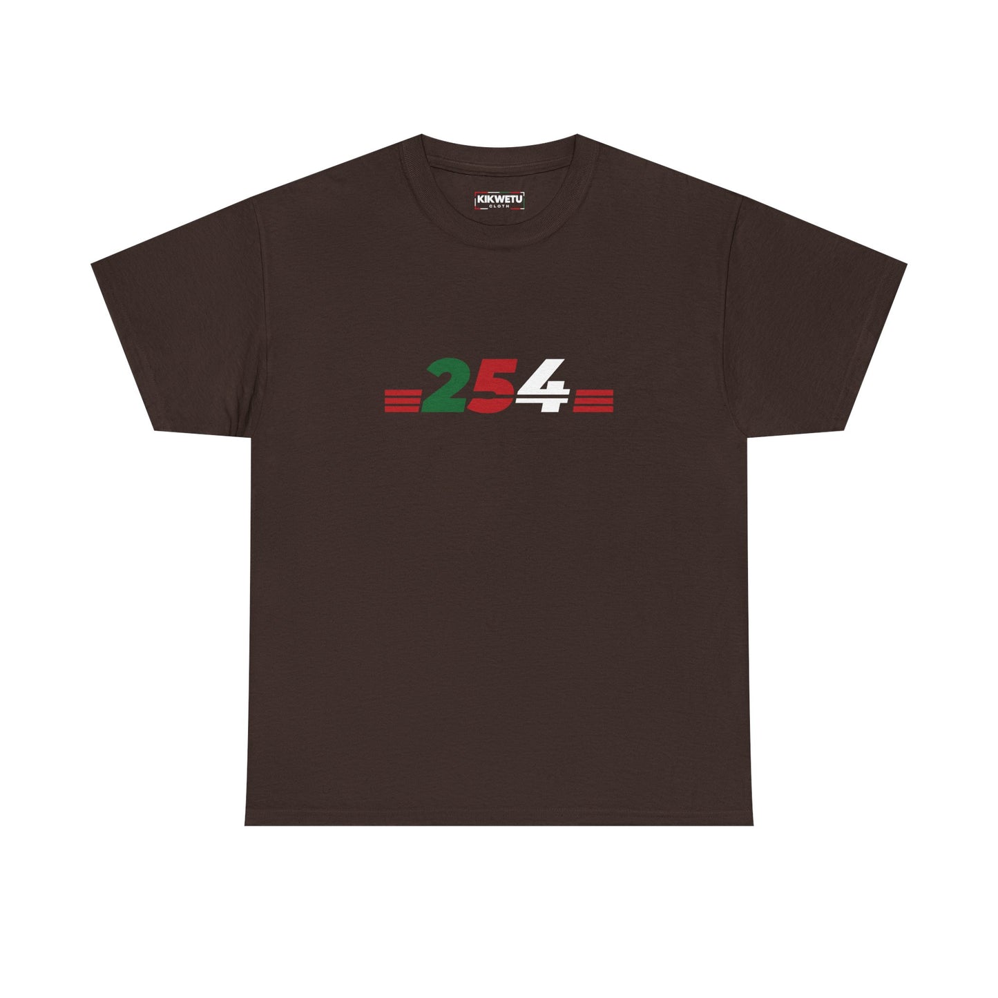 254 Kenya Flag Tee — Black Graphic T-Shirt with Red, Green & White Numbering