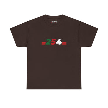 254 Kenya Flag Tee — Black Graphic T-Shirt with Red, Green & White Numbering