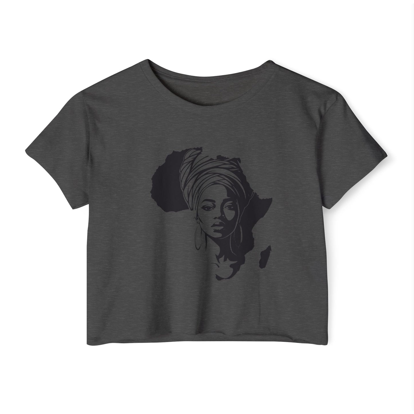 Africa Silhouette Crop Top — Afrocentric Headwrap Festival Shirt