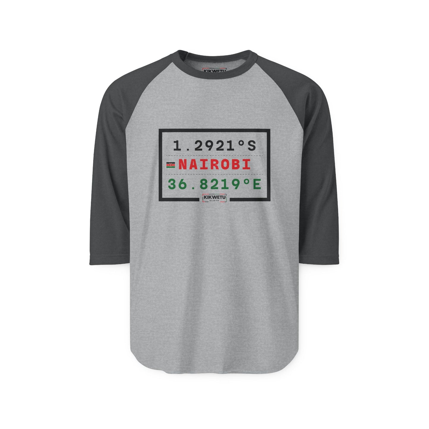 Nairobi Coordinates Raglan Shirt — 1.2921S 36.8219E City Coordinates Baseball Tee