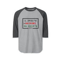 Nairobi Coordinates Raglan Shirt — 1.2921S 36.8219E City Coordinates Baseball Tee