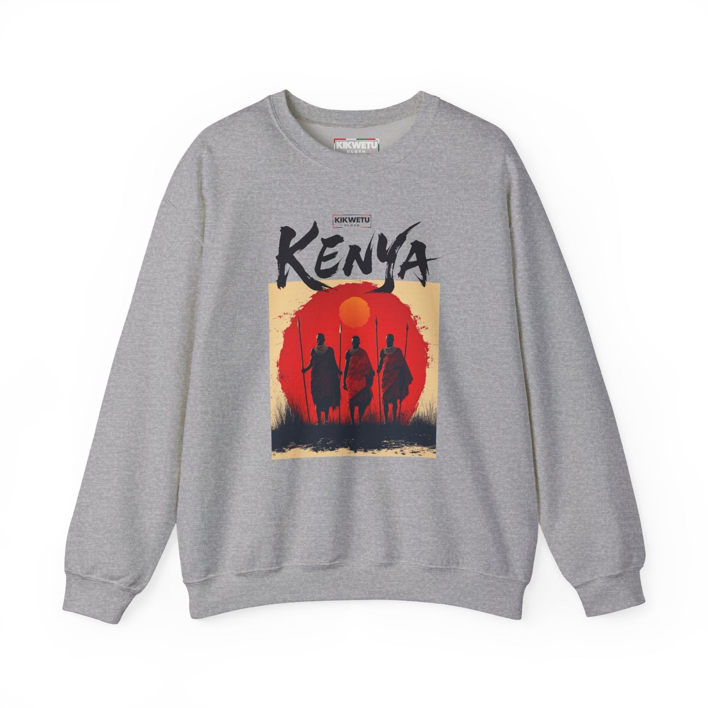 Kenya Safari Crewneck Sweatshirt — African Sunset Masai Design