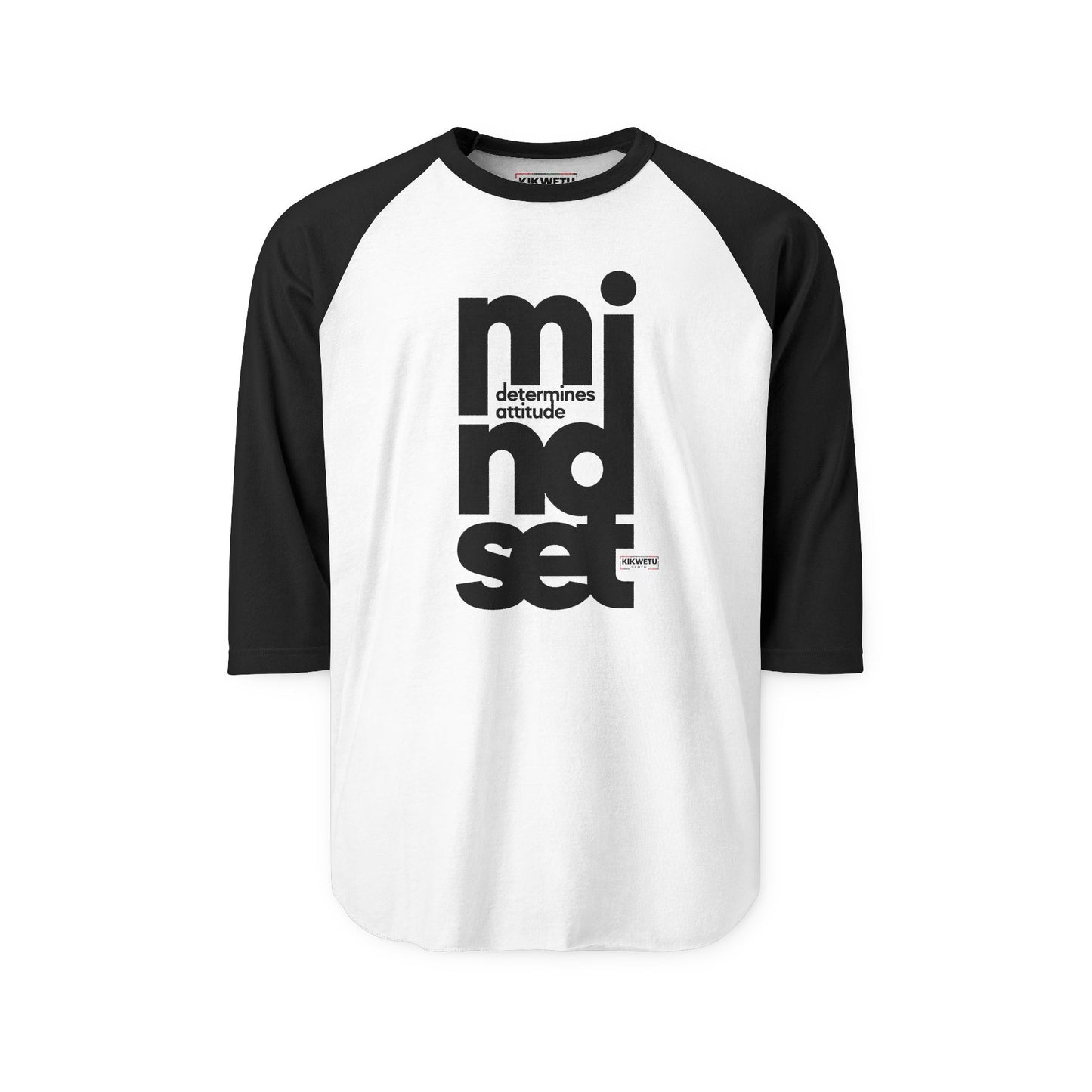 Mindset Vertical Text Raglan Shirt — "mindset determines attitude" Motivational Baseball Tee
