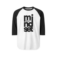 Mindset Vertical Text Raglan Shirt — "mindset determines attitude" Motivational Baseball Tee