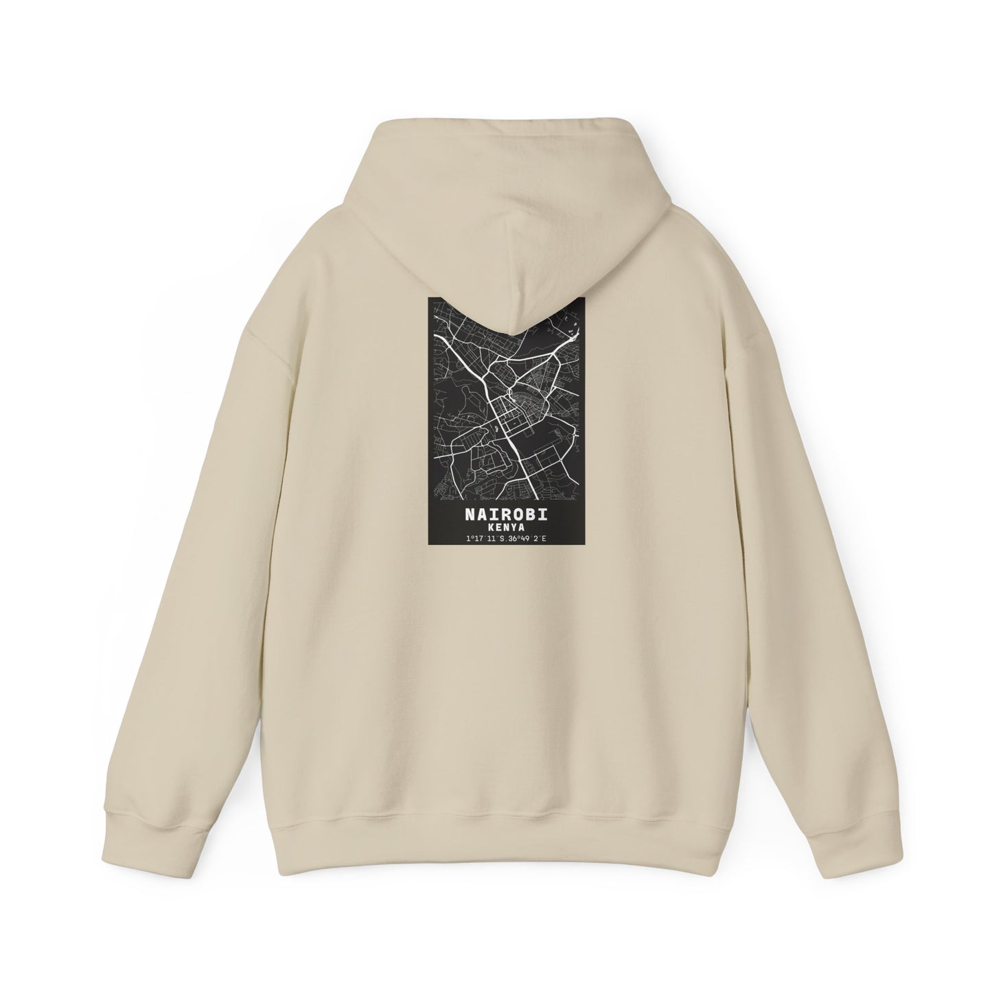 Nairobi City Map Hoodie — Minimal Black Street Map Sweatshirt