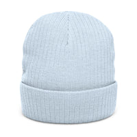 Embroidered City Skyline Ribbed Beanie – Minimal Urban Knit Hat