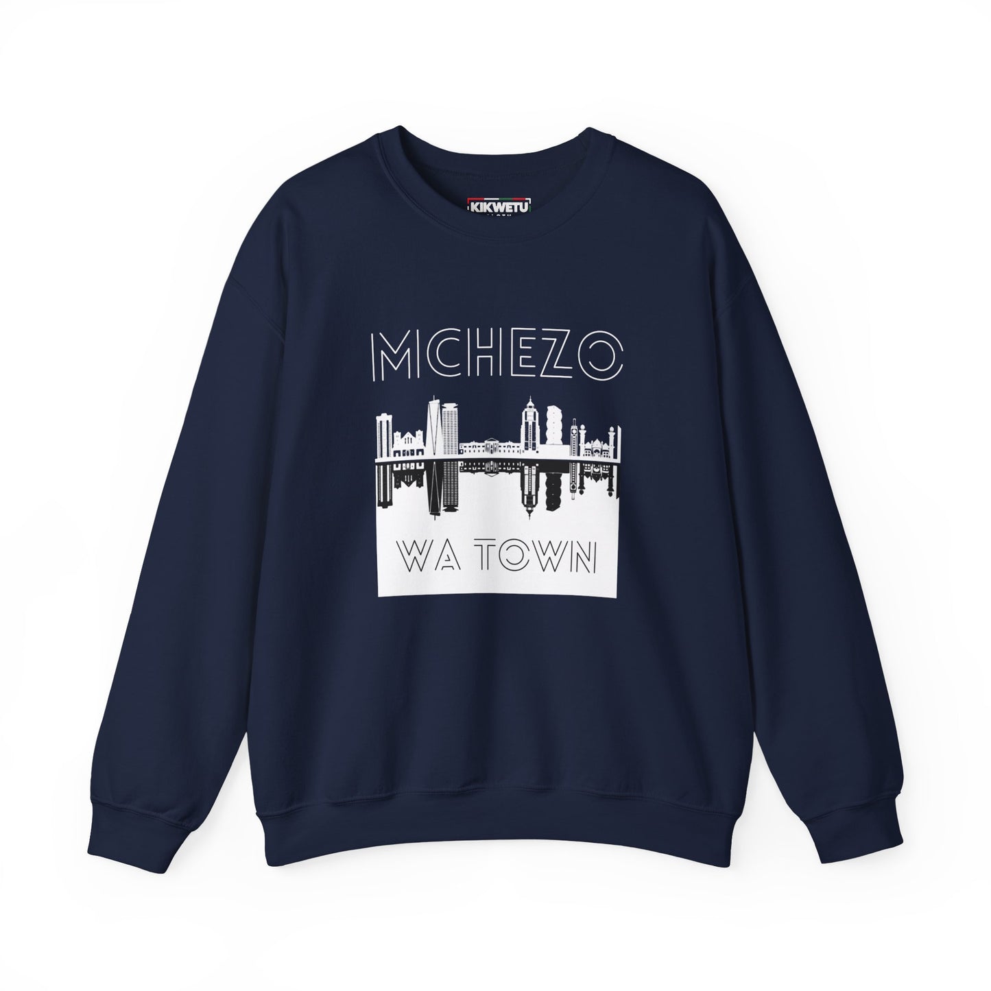 Mchezo Wa Town Skyline Crewneck Sweatshirt — Urban Swahili Cityscape Pullover