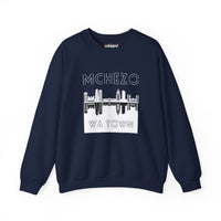 Mchezo Wa Town Skyline Crewneck Sweatshirt — Urban Swahili Cityscape Pullover