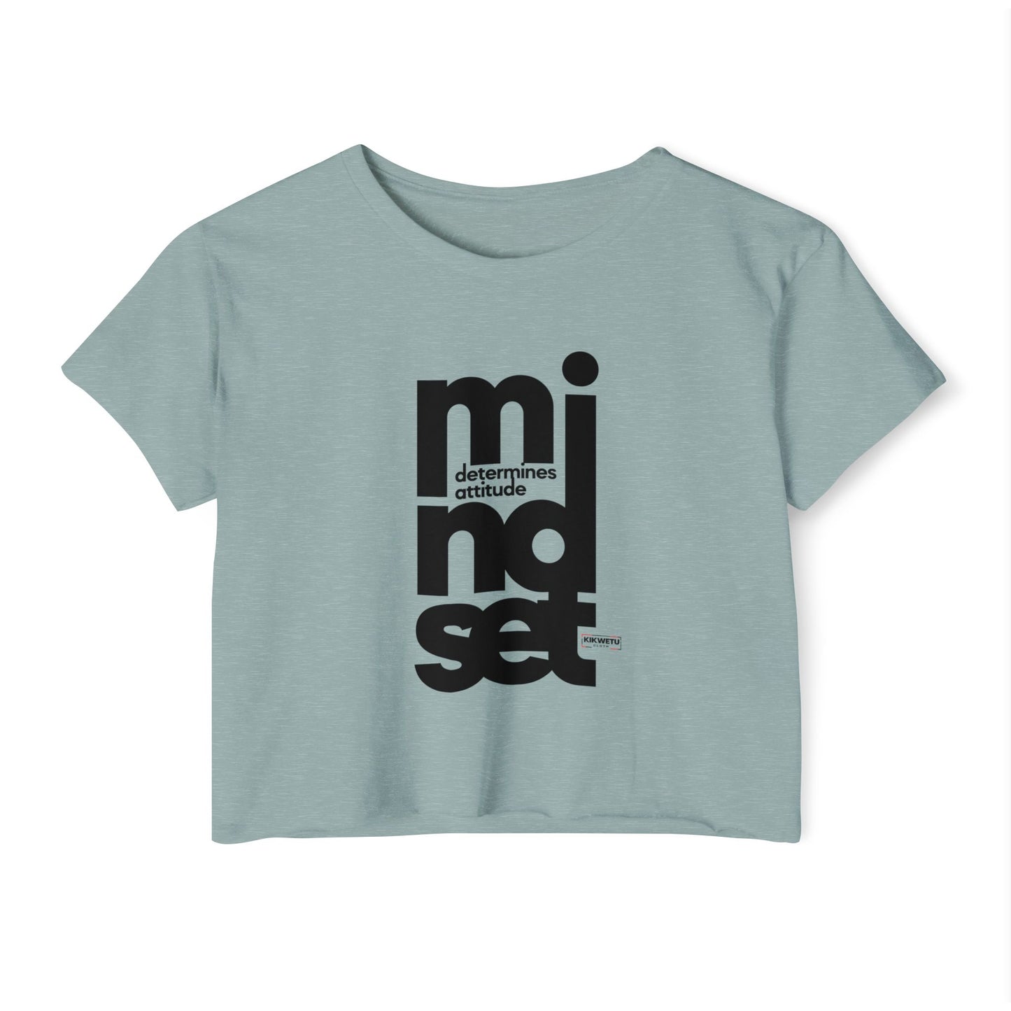 Mindset Crop Top — Vertical Bold Typography Women's Festival Tee