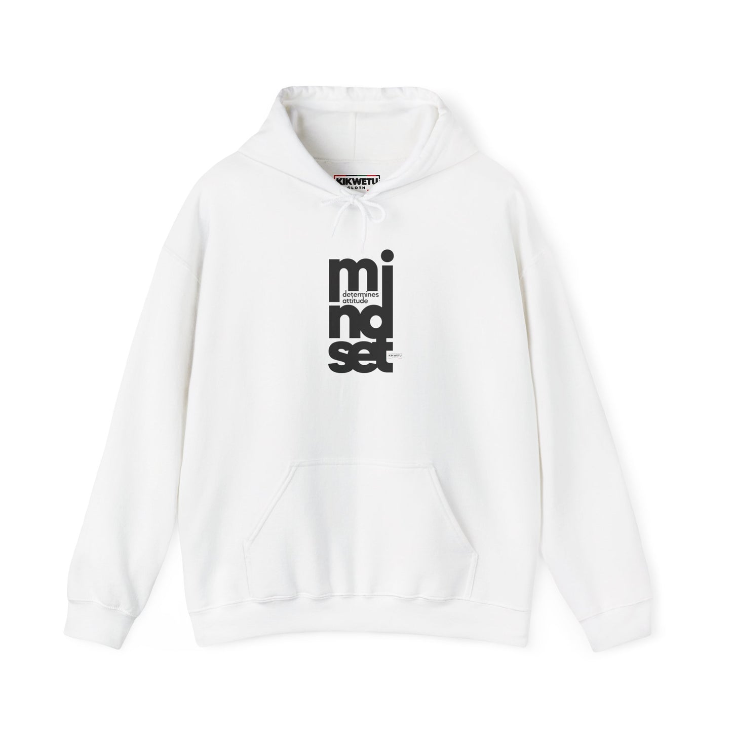 Mindset Vertical Logo Hoodie — Minimal Motivational Hooded Sweatshirt