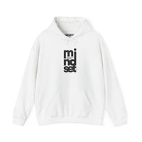 Mindset Vertical Logo Hoodie — Minimal Motivational Hooded Sweatshirt