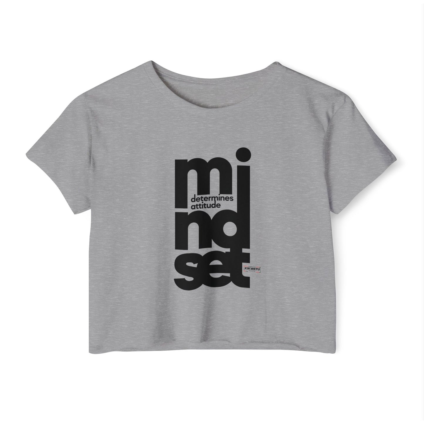 Mindset Crop Top — Vertical Bold Typography Women's Festival Tee