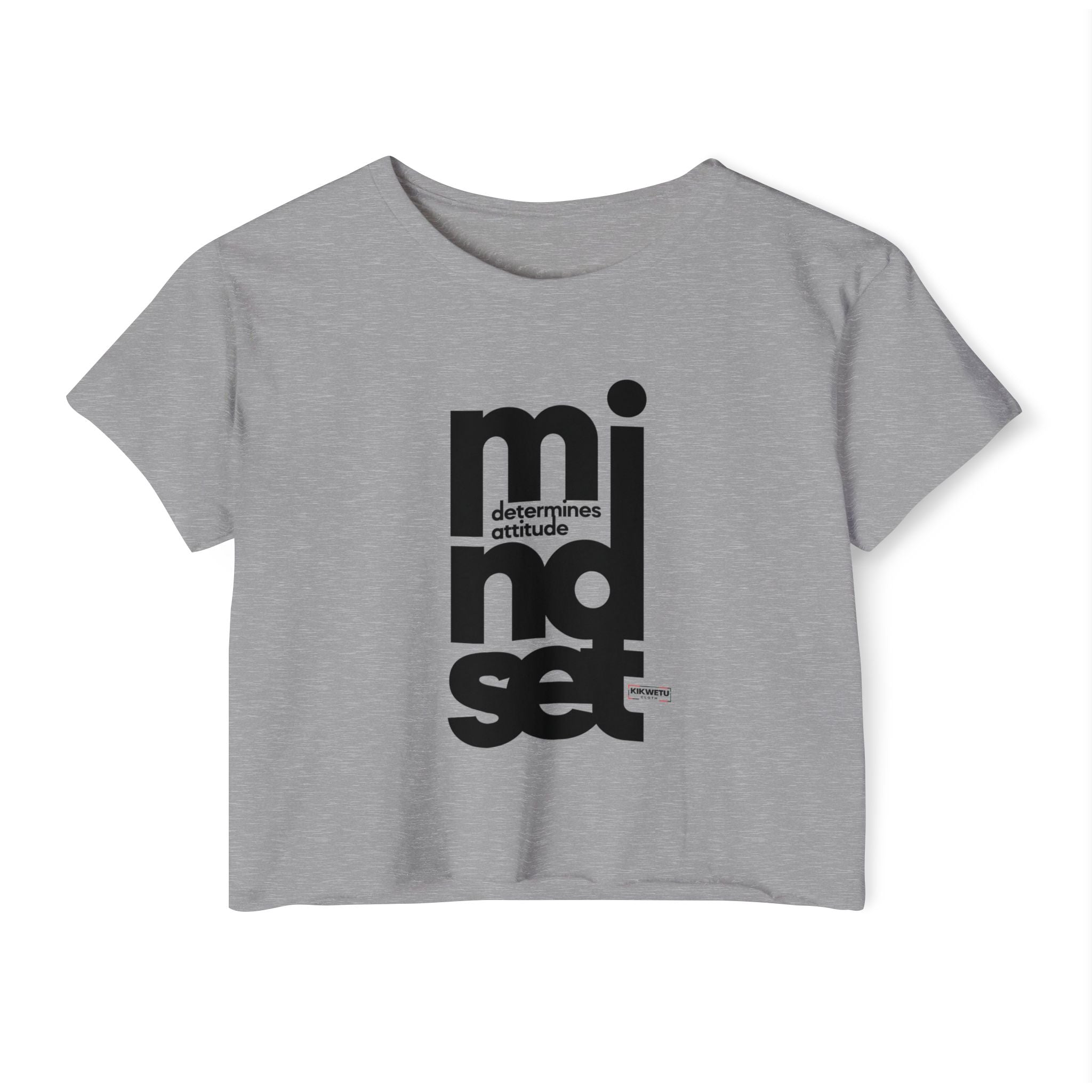 Mindset Crop Top — Vertical Bold Typography Women's Festival Tee