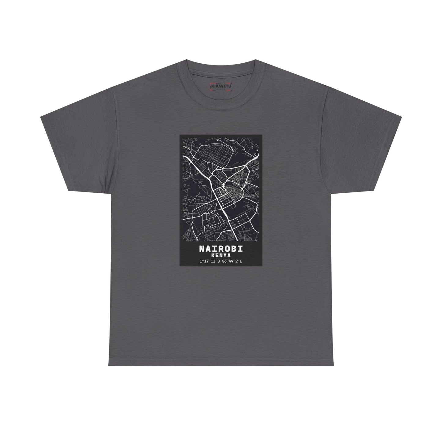 Nairobi City Map Tee — Minimalist Black & White Urban Map T-Shirt