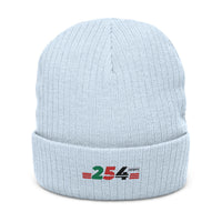 Embroidered '254' Ribbed Knit Beanie — Kenyan Flag Colors Winter Hat